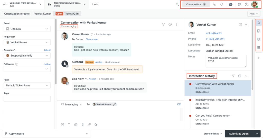 Zendesk Agent Workspace con copiloto de IA y gestión omnicanal de tickets